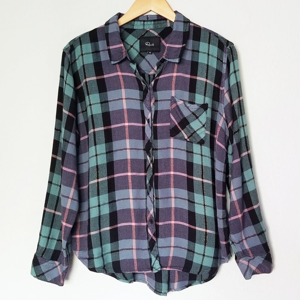 Rails Hunter Teal Navy Pink with Lurex Button dow… - image 3